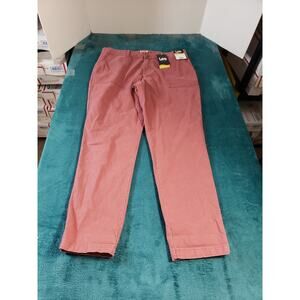 Lee Pants Size 12 Womens Red Dress Chino Stretch Mid Rise Tapered Straight NWT